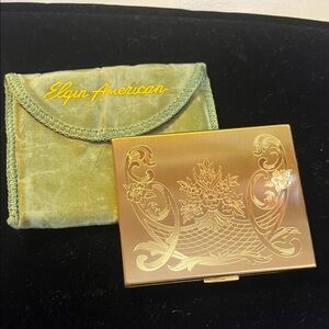 Elgin American Gold Compact with Floral Design